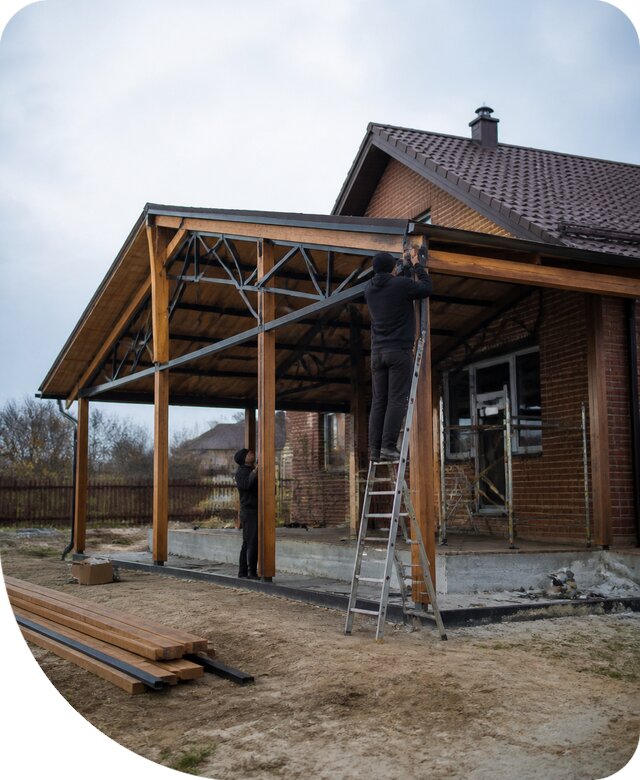 Пристройка навеса к дому и участку в Смоленске под ключ
